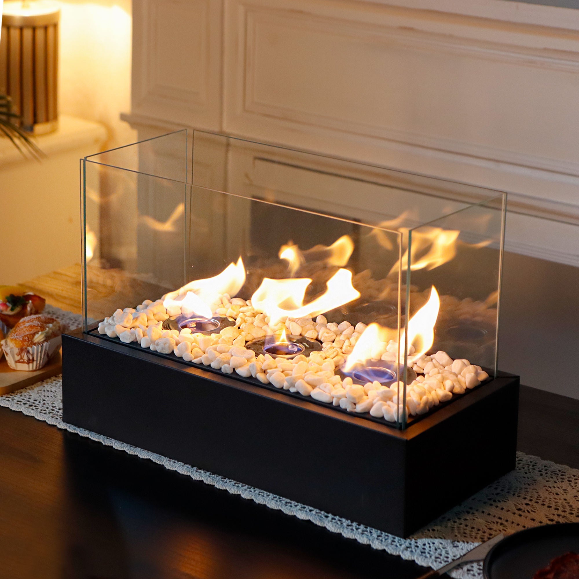 Rectangular three hole alcohol fireplace desktop home real fire heating alcohol lamp outdoor portable stove