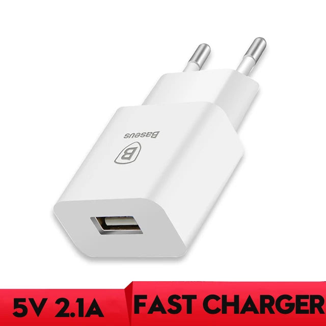 Baseus 5V 2.1A Dual USB Charger For Phone Fast Charging Charger Portable EU Plug Travel Adapter Wall charger