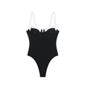 High fork V-neck vacation hot girl one-piece swimsuit female