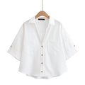 Elegant  Style Women's Fashion Casual Versatile V-Neck Short Sleeve Crop Shirt