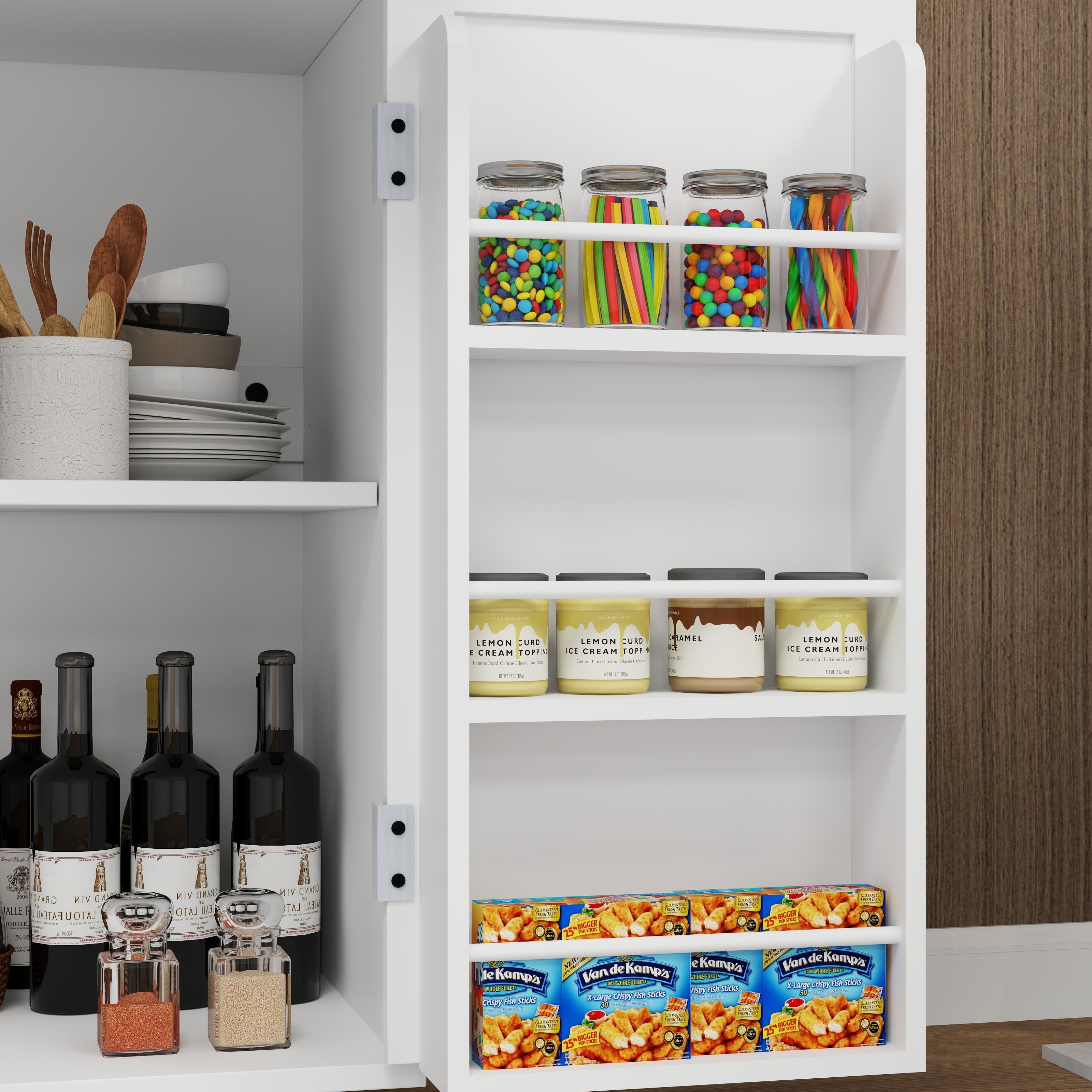 Kitchen island rolling trolley cart with 1 drawer & 2 doors with storage racks & Adjustable Shelves & towel rack