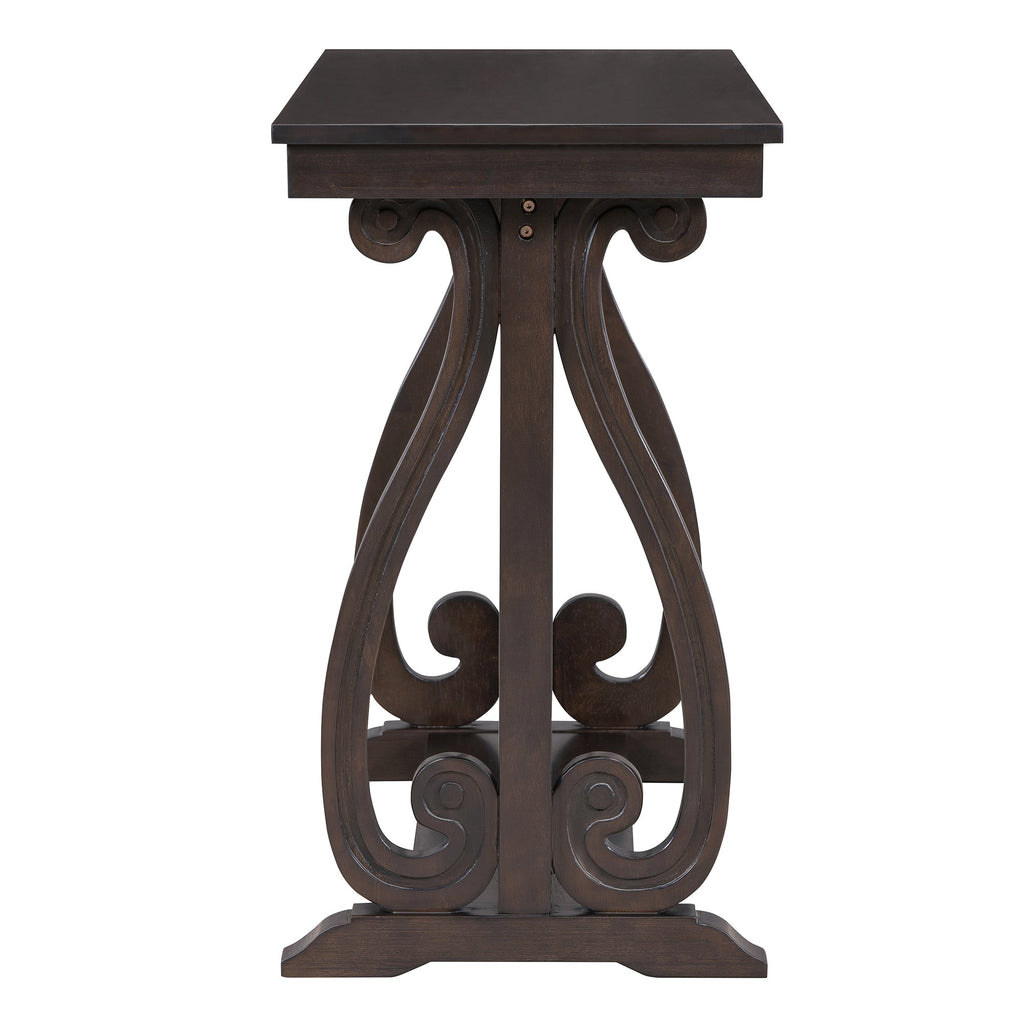 48-Inch Rustic Vintage Console Table --- Farmhouse Style Entryway Table with Open Shelf and Sturdy Construction  (Espresso)