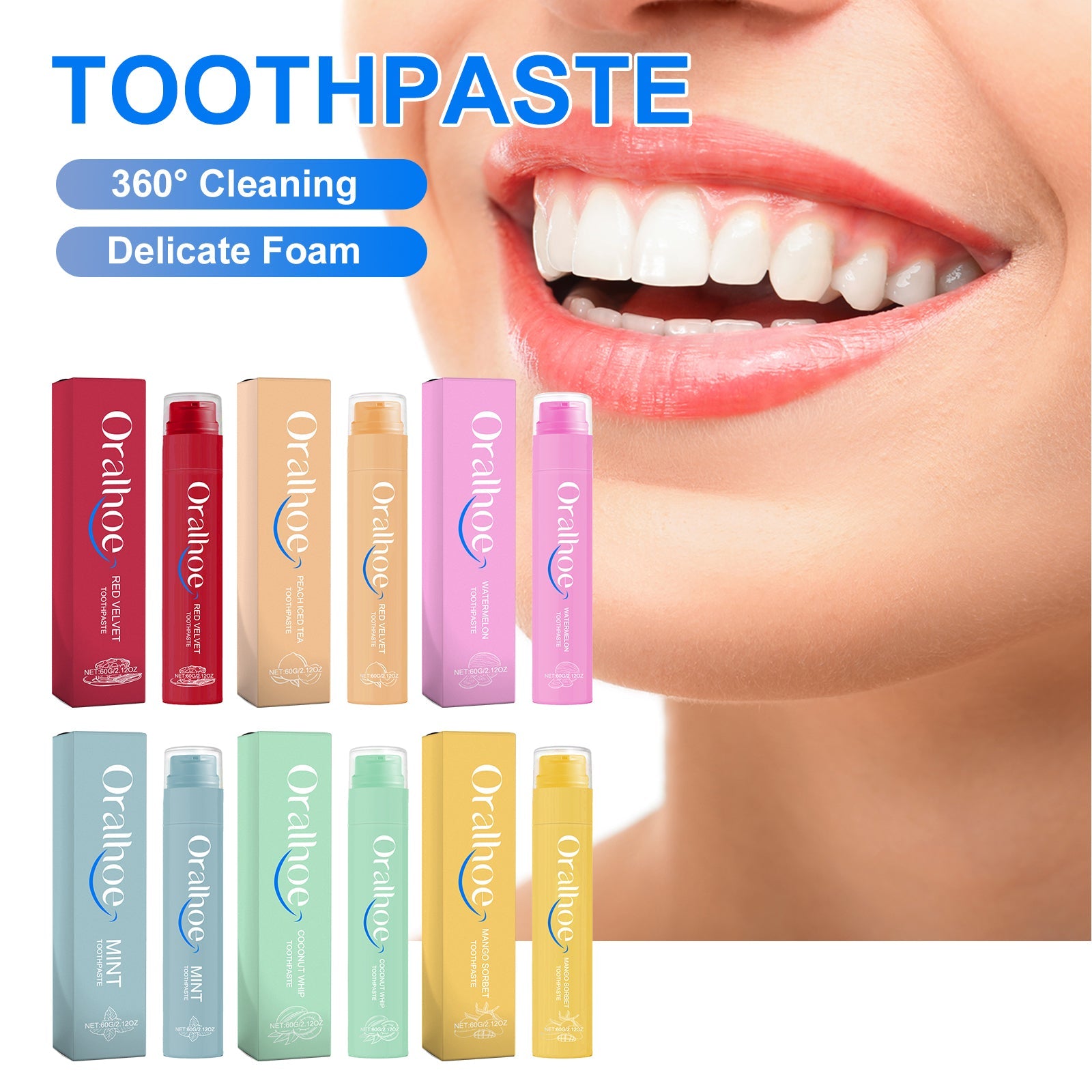 Watermelon Toothpaste, Multi-Flavor Teeth Clean Teeth Yellow Tartar Fresh Breath Beautiful Teeth