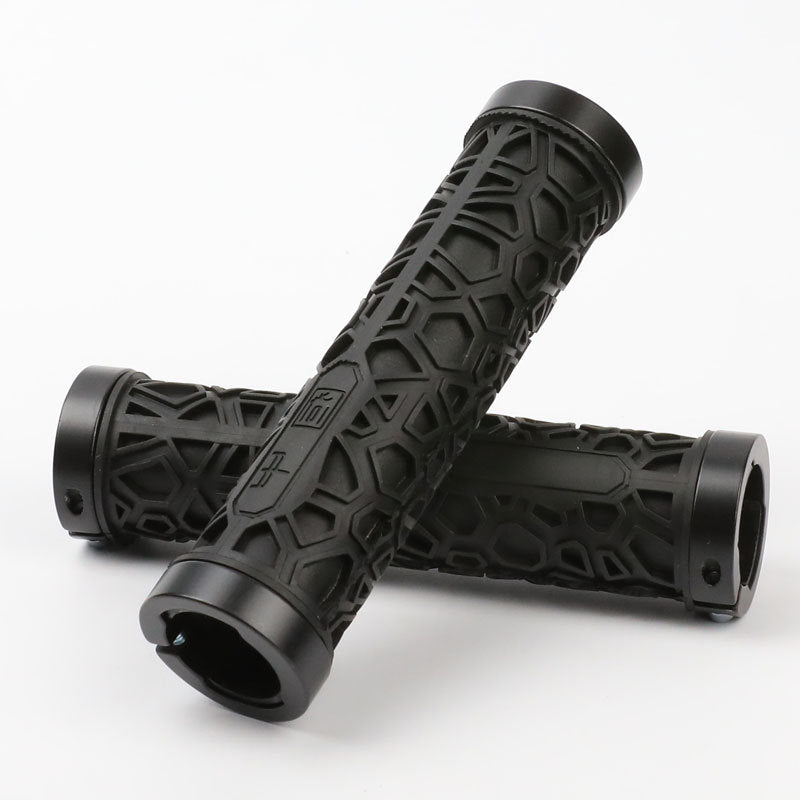 Aluminum Alloy Double Side Locking Handle Mountain Bike Shock Absorption Breathable Anti-Skid Auxiliary Handle Bicycle Silicone Handle Cover