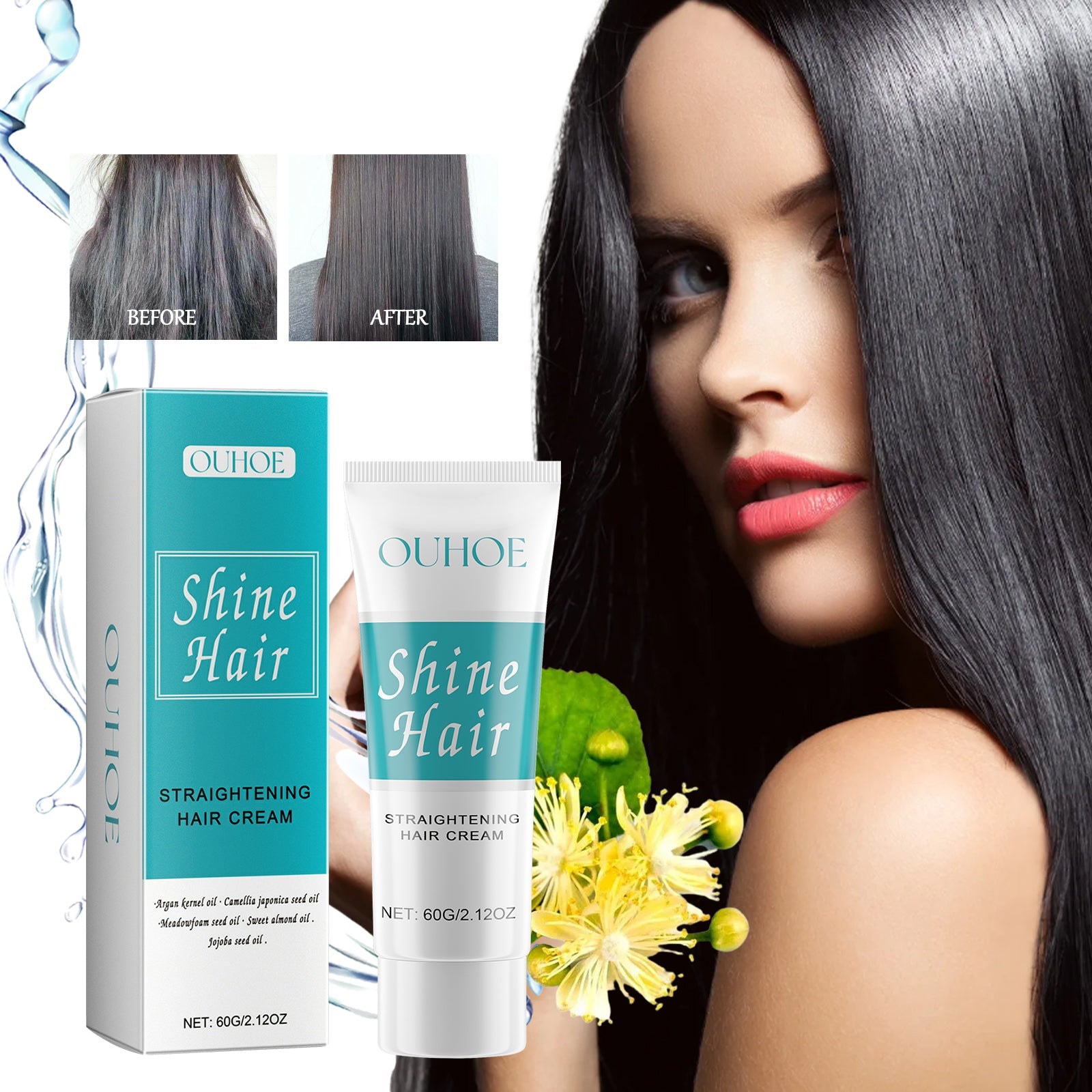 Straightening Hair Cream, Repair Damaged Dry Split Hair Smoothing Straightening Mask