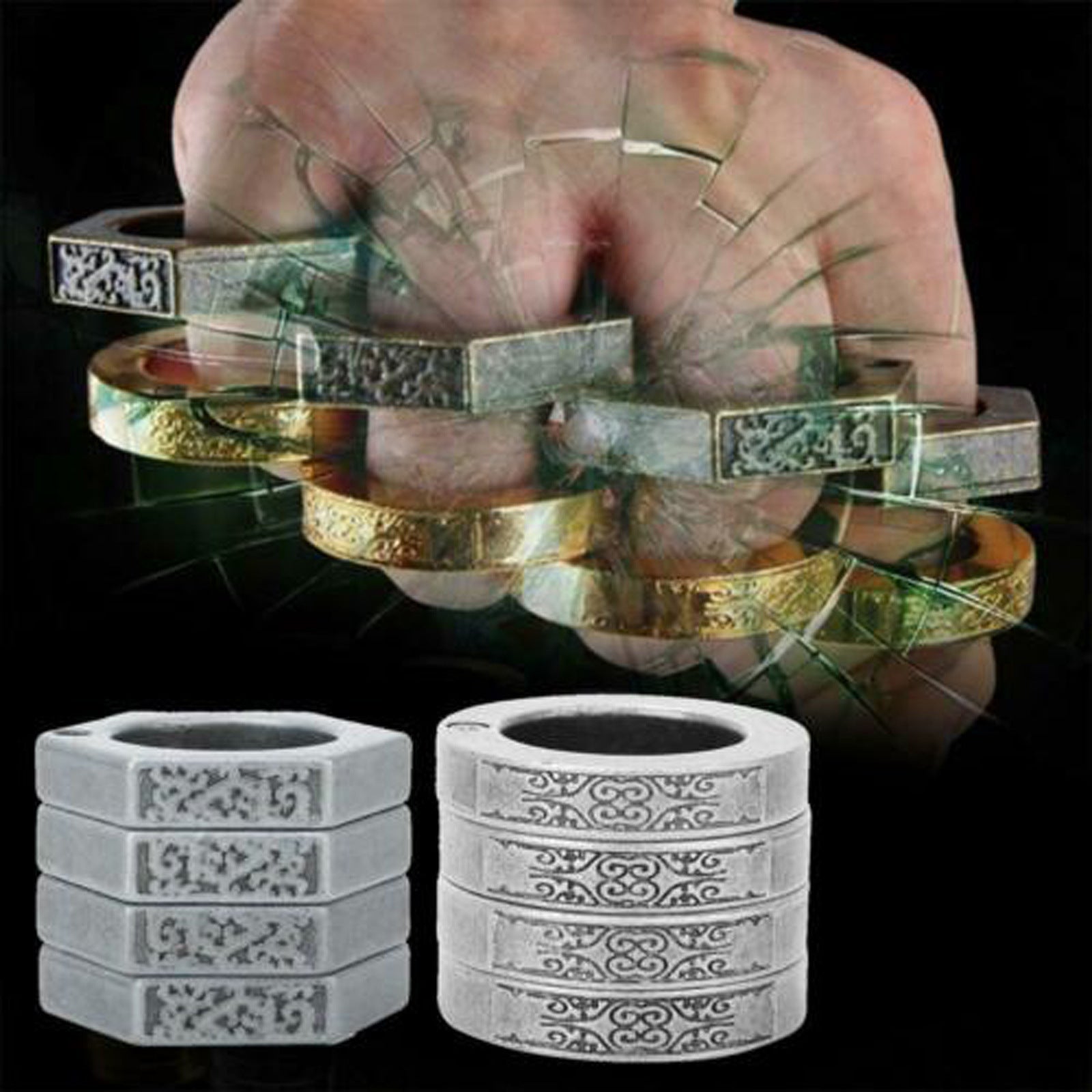 HARD SELF DEFENSE RING Men's Round Finger Hexagonal Ring Emergency Window Breaker Guard Ring