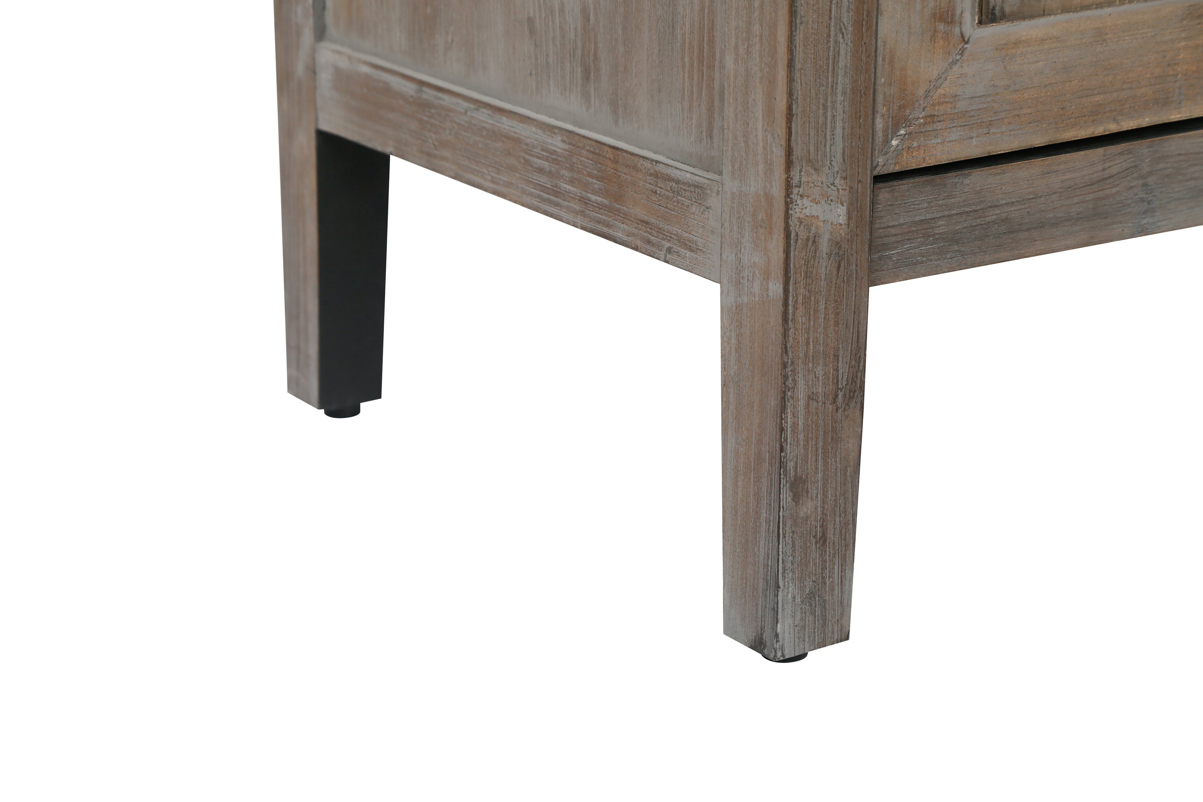 4 Door Wooden Twill Sideboard American Country Vintage Old Living Room Dining Room Hallway Entryway Cabinet (Brown)