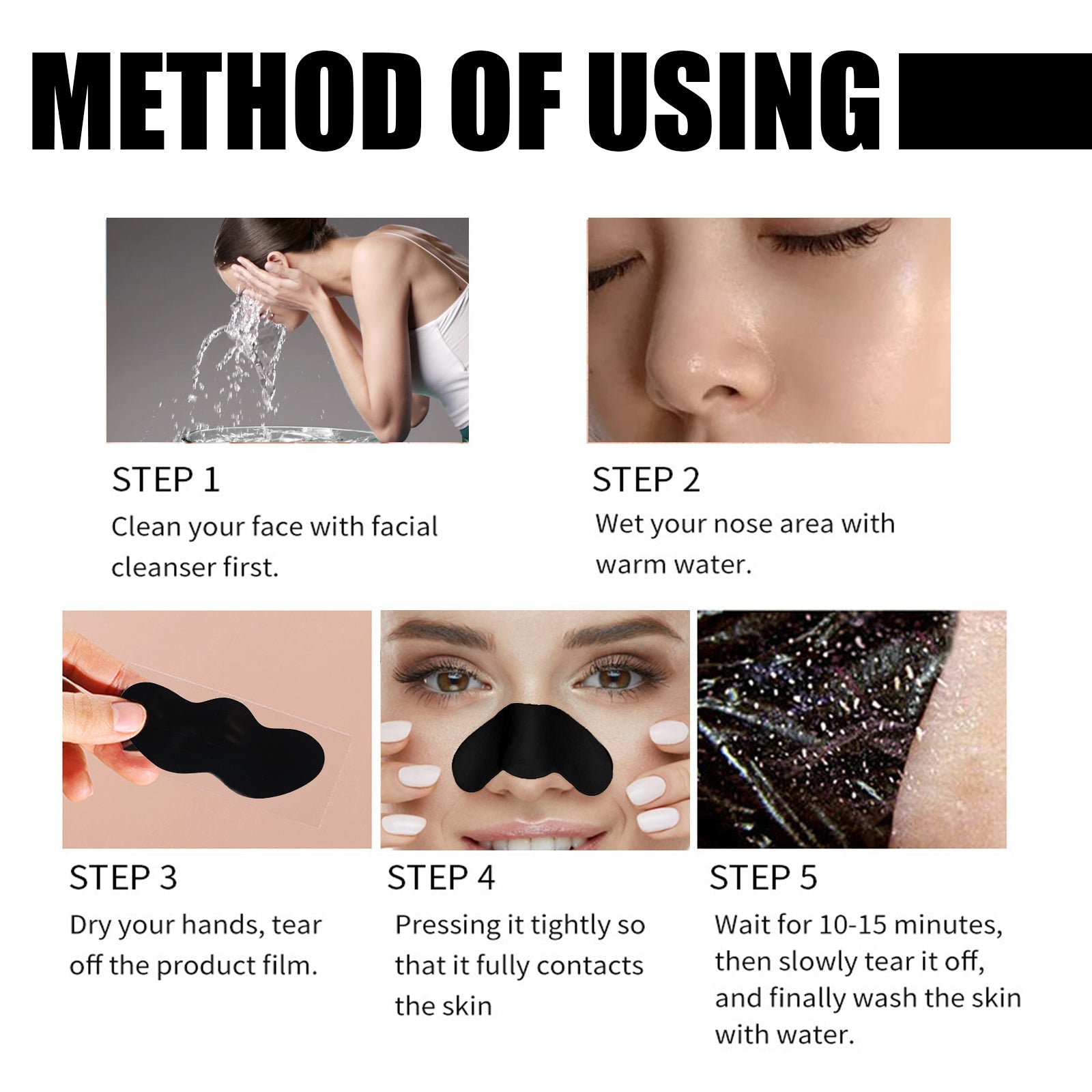 Black Pig Nose Patch, Bamboo Charcoal Remove Blackhead Acne Tear Nose Mask Patch