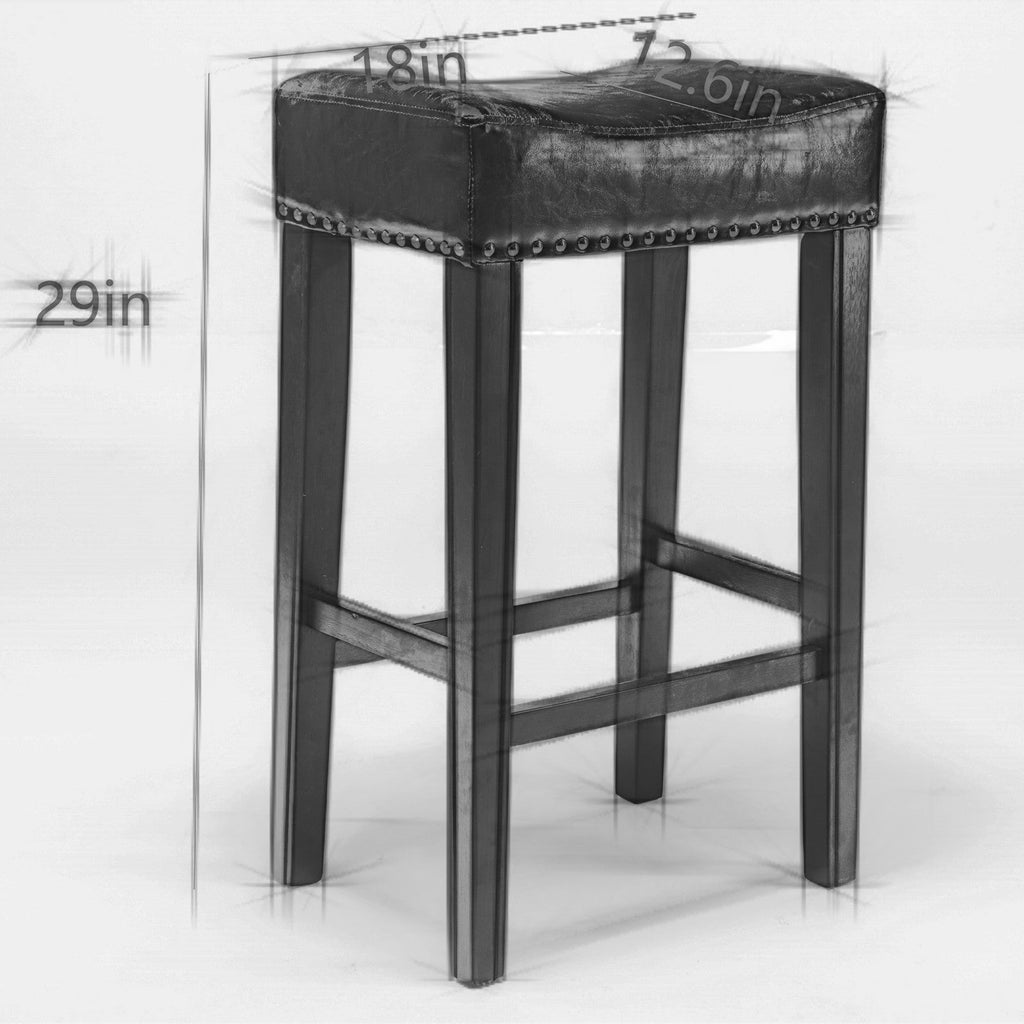 Counter Height 29" Bar Stools for Kitchen Counter Backless Faux Leather Stools Farmhouse Island Chairs (29 Inch Gray Set of 2)