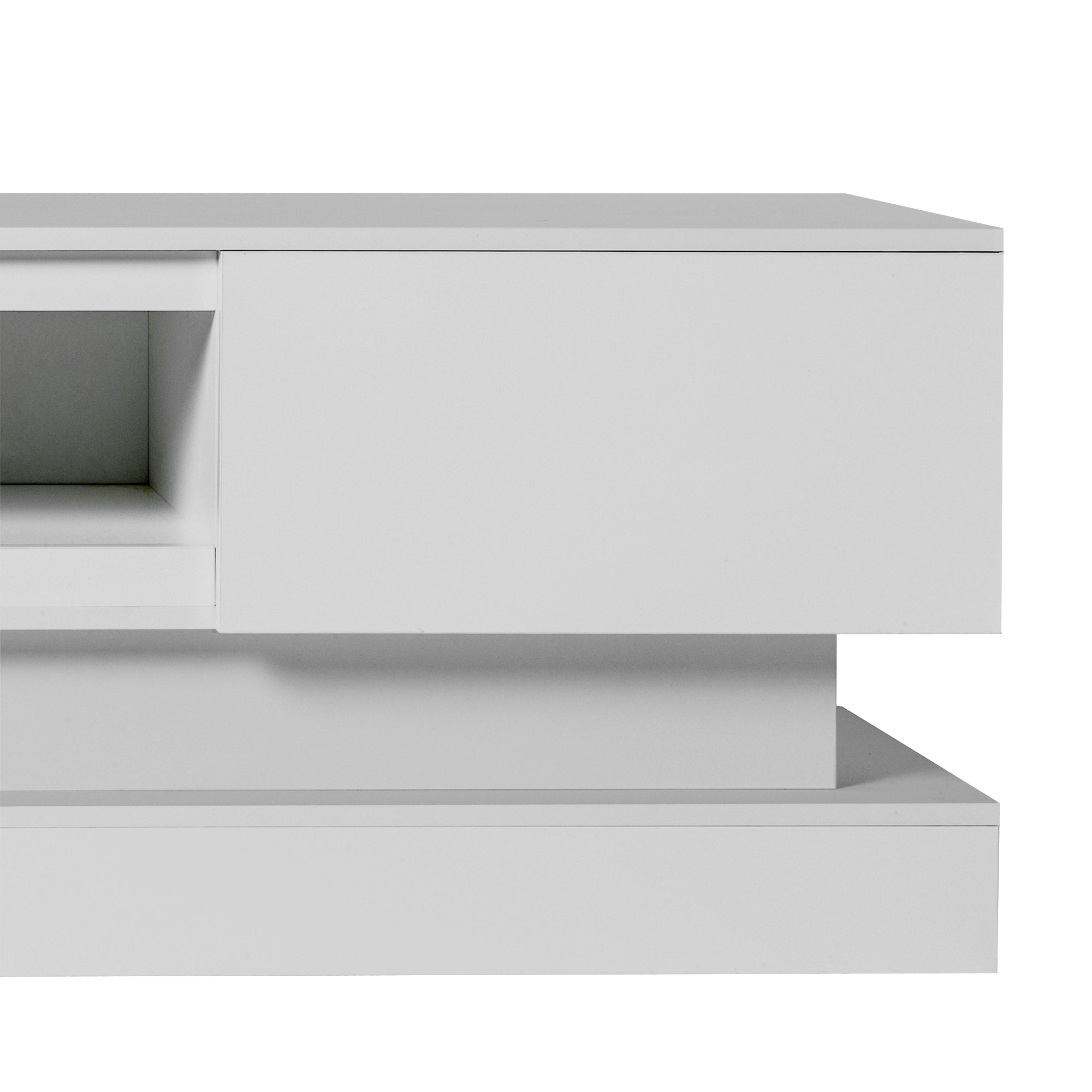 51.18inch WHITE morden TV Stand with LED Lights high glossy front TV Cabinet color:WHITE