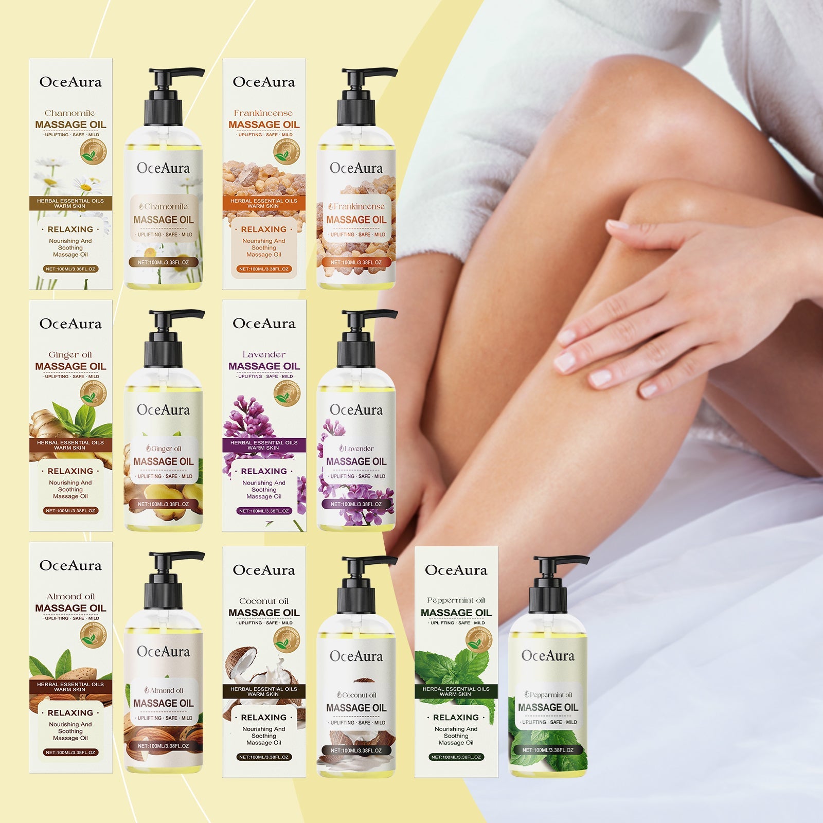 Plant Body Essential Oil (Peppermint Oil), Hydrating And Moisturizing Body Moisturizing Massage Essential Oil For Long-Lasting Moisturizing