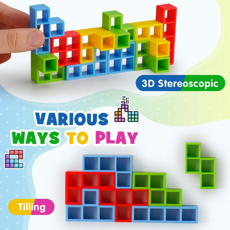 Tetra Tower Fun Balance Stacking Building Blocks Board Game for Kids Adults Friends Team Dorm Family Game Night and Partie