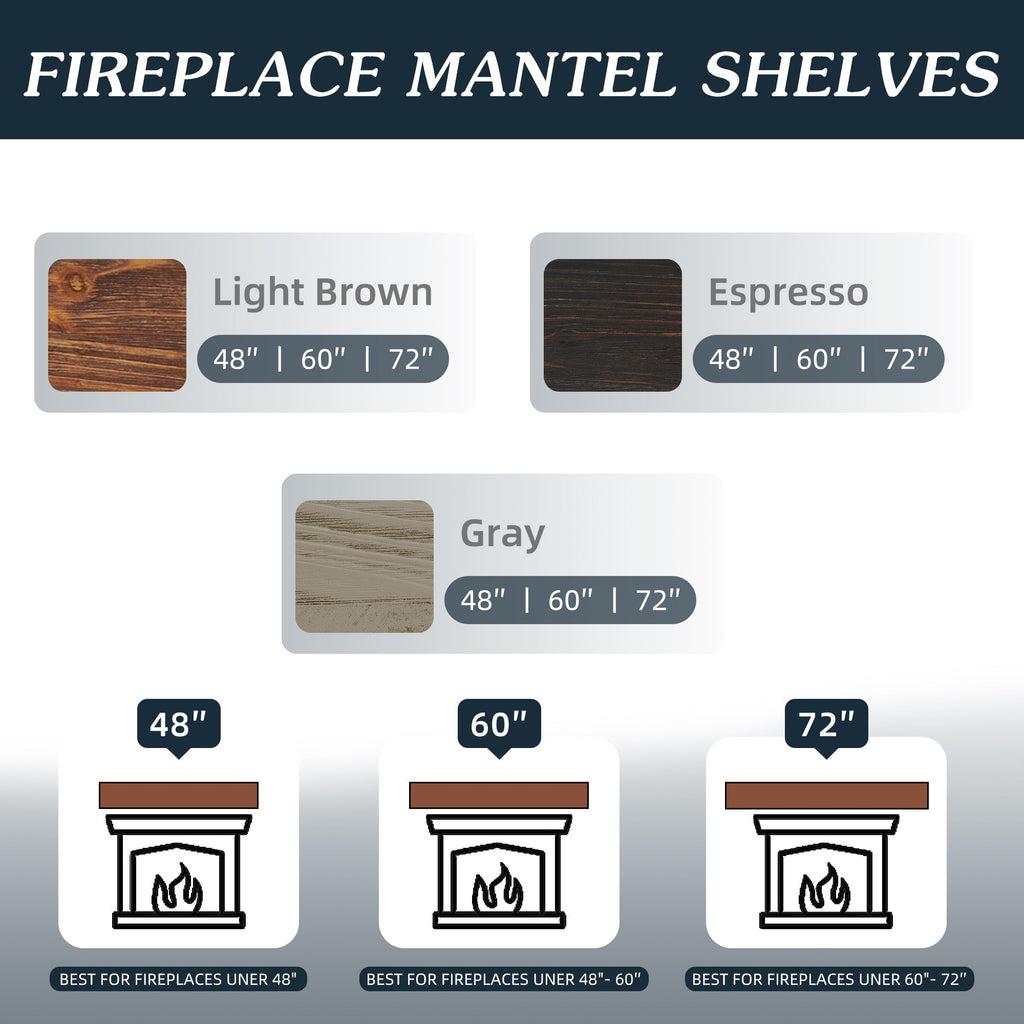 72" Rustic Wood Fireplace Mantel,Wall-Mounted & Floating Shelf for Home Decor Espresso