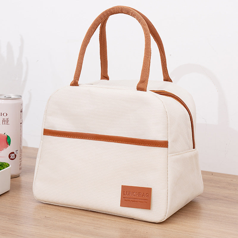 Simple style trendy thick waterproof lunch bag insulation fresh portable Oxford cloth lunch bag storage picnic bag