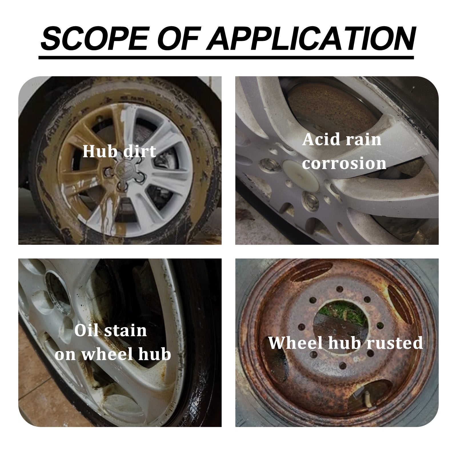 Wheel Cleaner, Car Wheel Hub Cleaning Stain Repair Removal Rust Polish