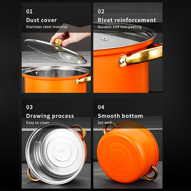 12 - piece wine - red non - stick stainless - steel soup pot set, induction - friendly for kitchen use.