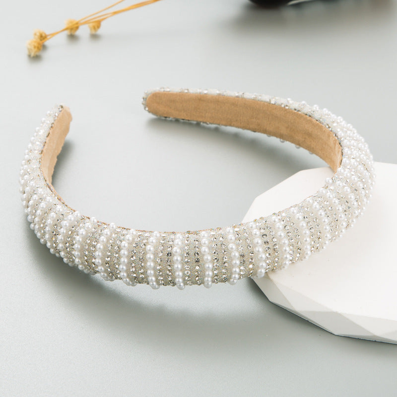 New Full Diamond Headband Pearl Rhinestone Fashion Headband Versatile Hair Accessories For Going Out
