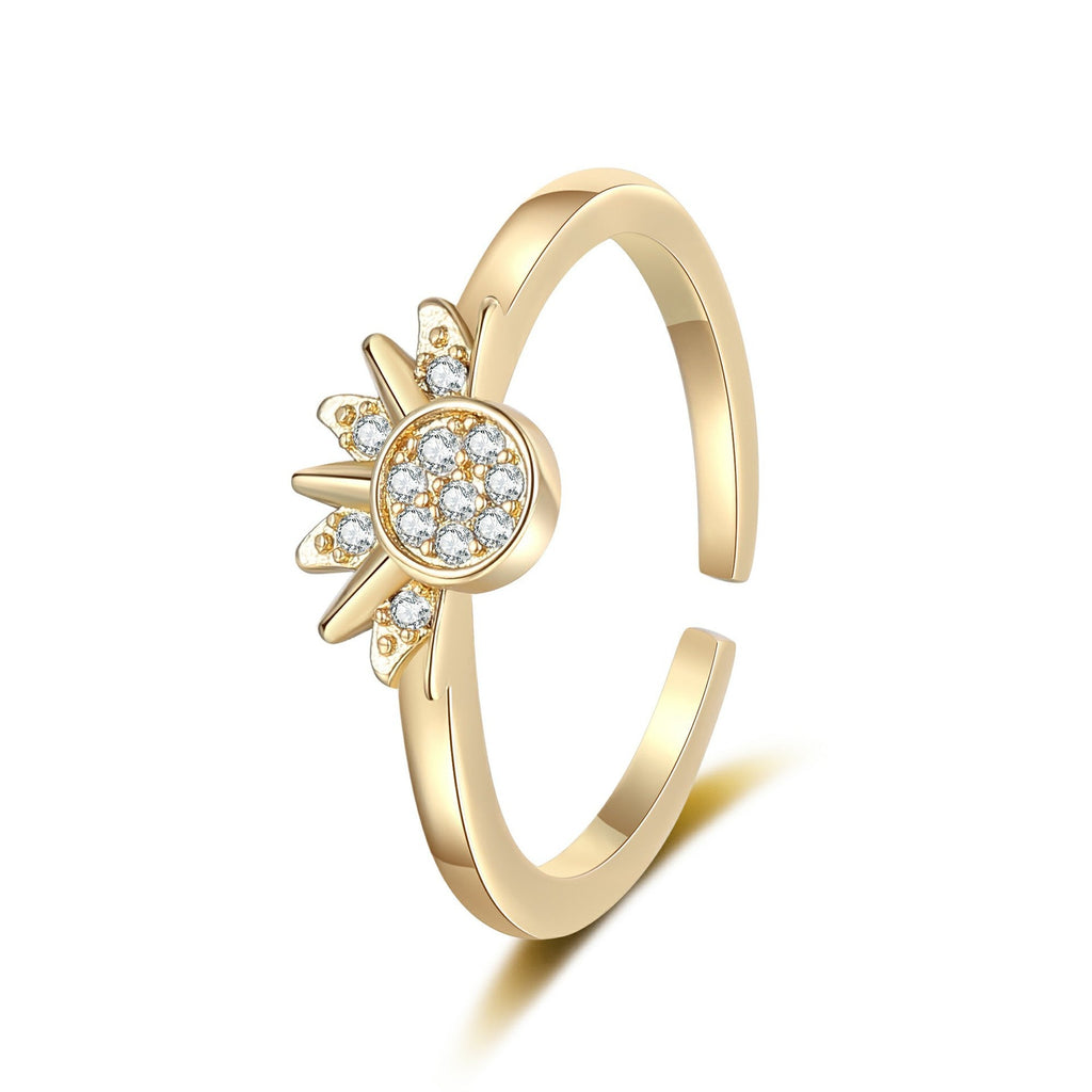 European and American personality simple design sun and moon folding ring female couple ring