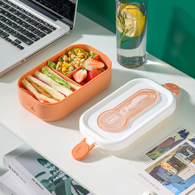 Japanese style portable microwave lunch box with cutlery sealed lunch box bento box