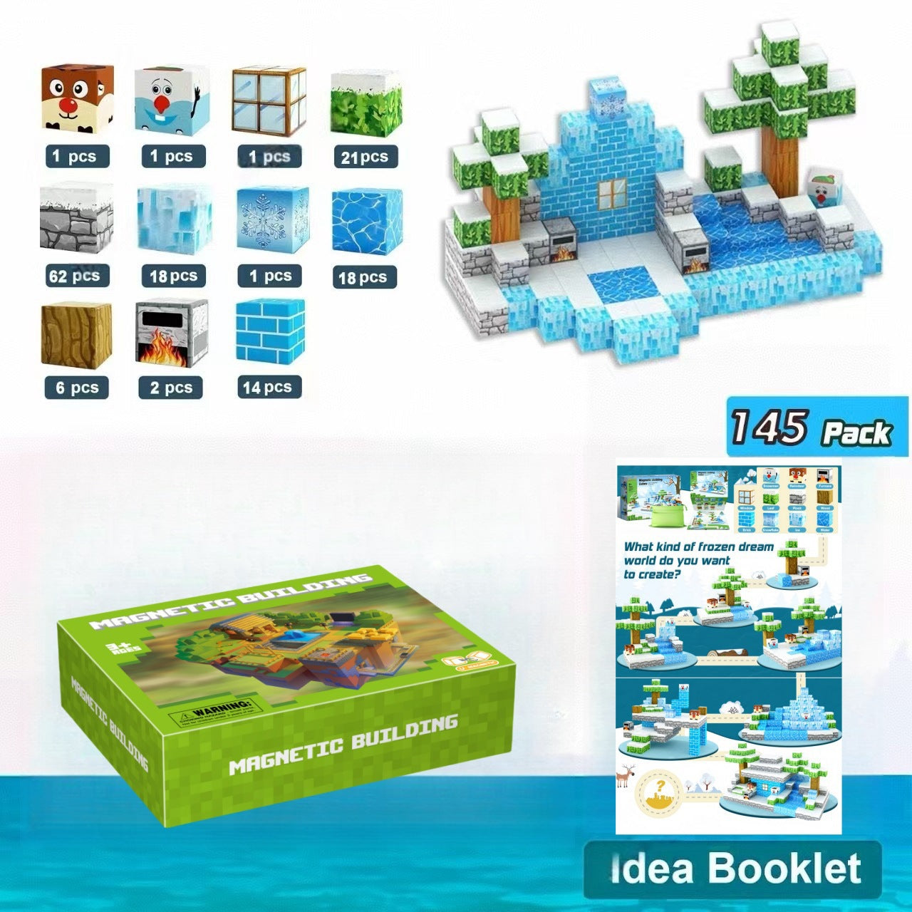 My Building World Magnetic Cube DIY Cherry Blossom Mountain Children's Educational Puzzle Assembly Toy Gift