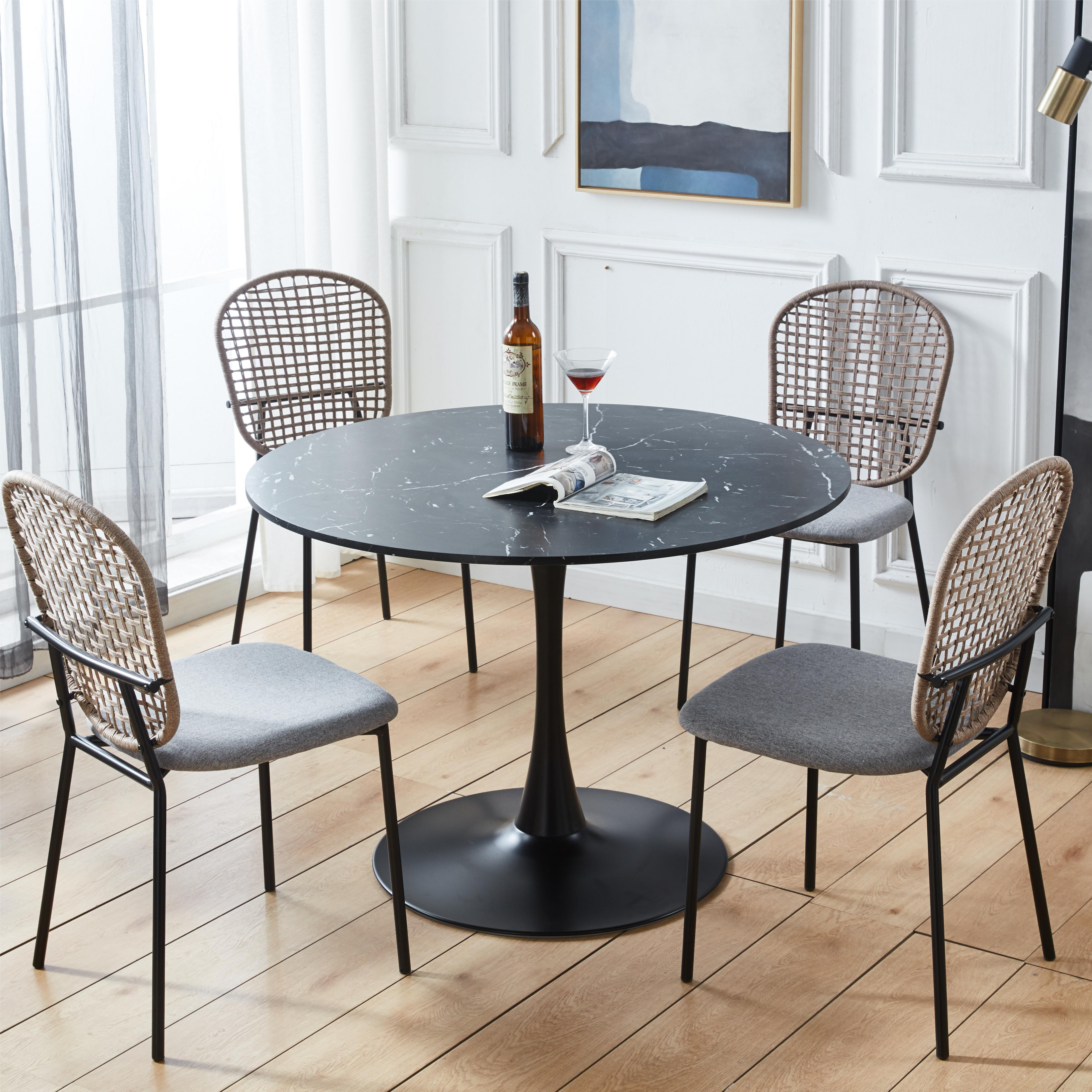 42.1 "Black Tulip Dining Table 4-6 Middle Ages Dining Table Round Mdf Desktop Casual Coffee Table