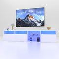 TV console with storage cabinet, 82.6-inch long LED TV stand with 31 mode switching lights (white, suitable for 75/80 inch TVs)