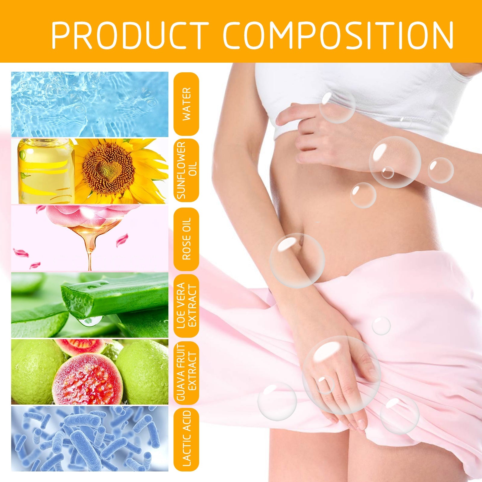 Feminine Wash With Sunflower Oil, Body Cleansing Skin Refreshing Oil Control Moisturizing Long-Lasting Fragrance Shower Gel