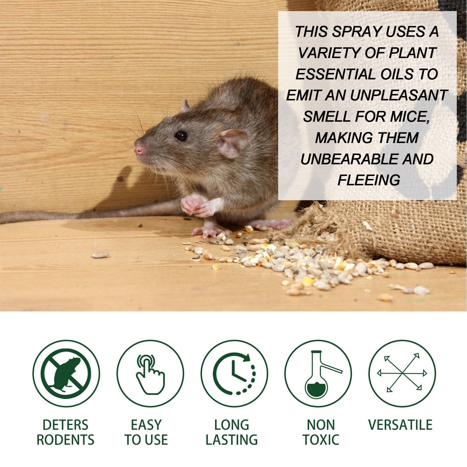 Jue Fish rats repellent spray car body kitchen office bedroom warehouse sewer pipe anti rat spray 60ml mouse repellent spray