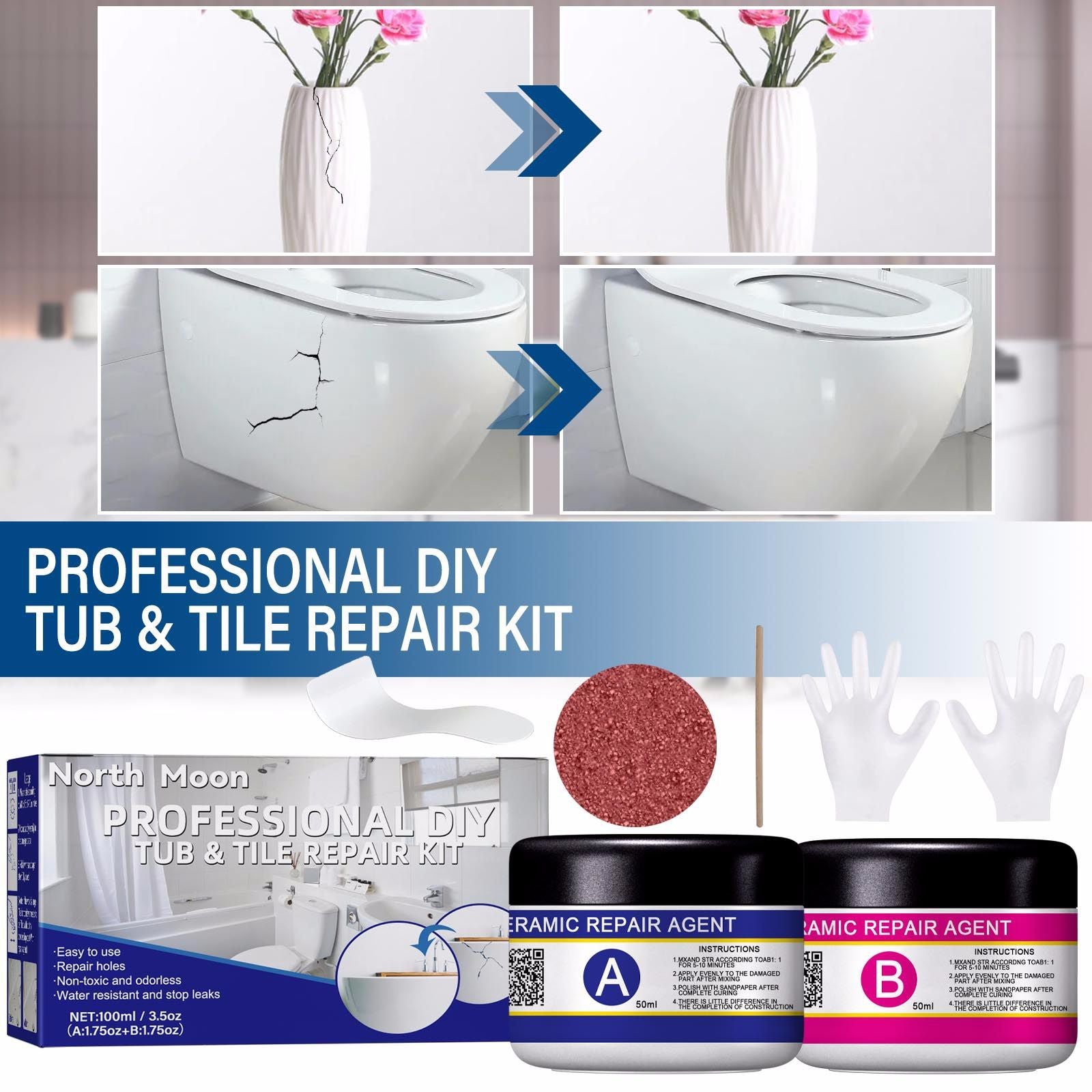 North Moon Ceramic Floor Tile Repair Agent Household Ceramic Compensator AB Glue