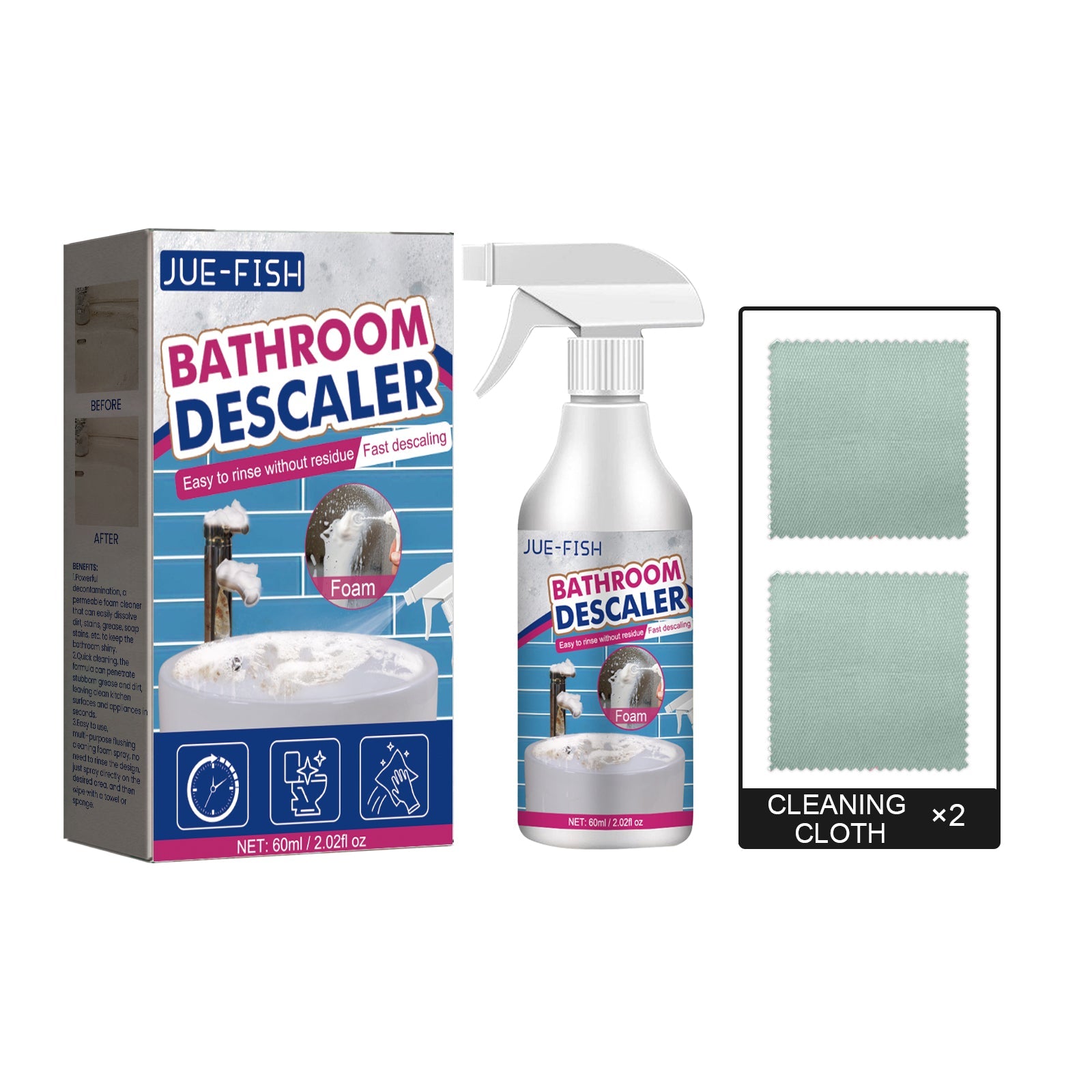 Bathroom Cleaner, Shower Room Glass Scale Cleaner Stainless Steel Wash Basin Bathtub Decontamination