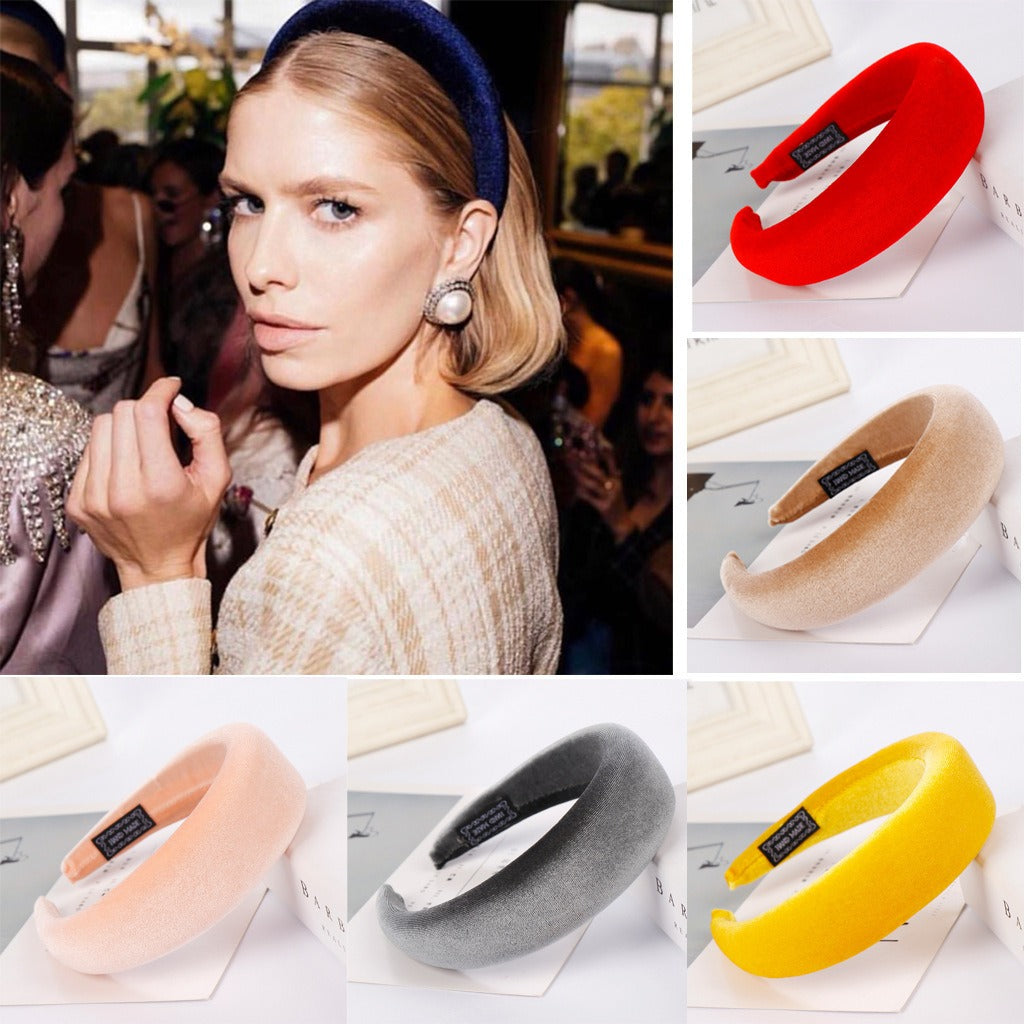 Wide edge velvet sponge hair clip for women's head clip high skull top hair clip