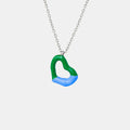 Two tone weight glazed design heart pendant titanium steel gold-plated necklace