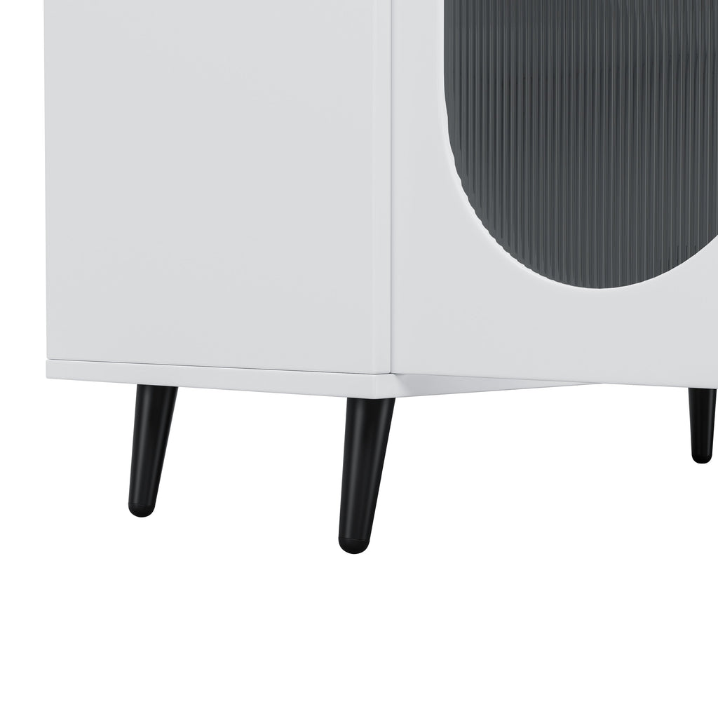Modern Accent Sideboard Cabinet with Acrylic Doors, Freestanding Storage Cupboard Console Table for Kitchen Dining White