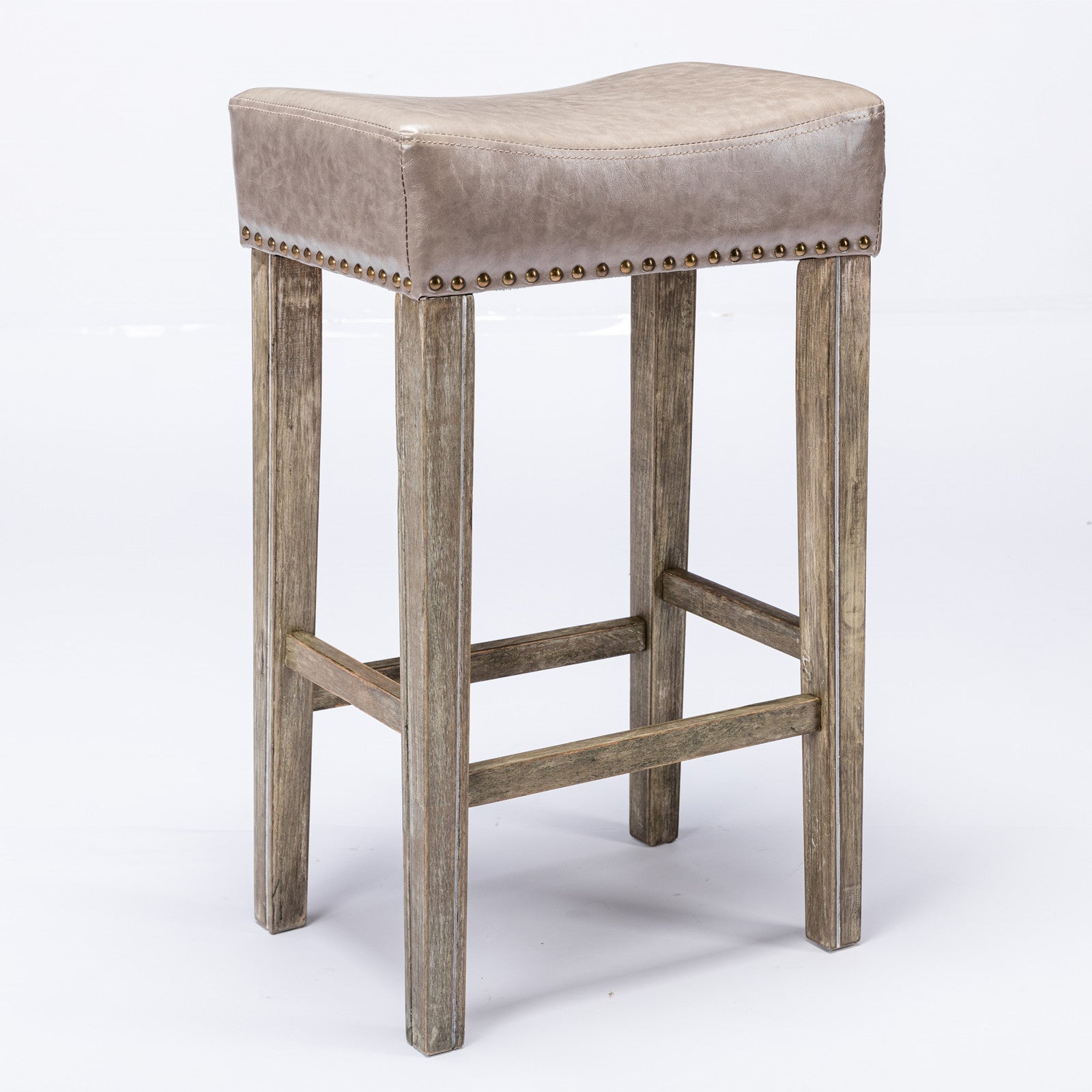 Counter Height 29" Bar Stools for Kitchen Counter Backless Faux Leather Stools Farmhouse Island Chairs (29 Inch Gray Set of 2)