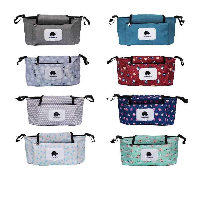 Print Strollers Baby Trolley Bag with Detachable Handbag Multifunctional Baby Stroller Organizer Pram Buggy Cart Hanging Bag XV2