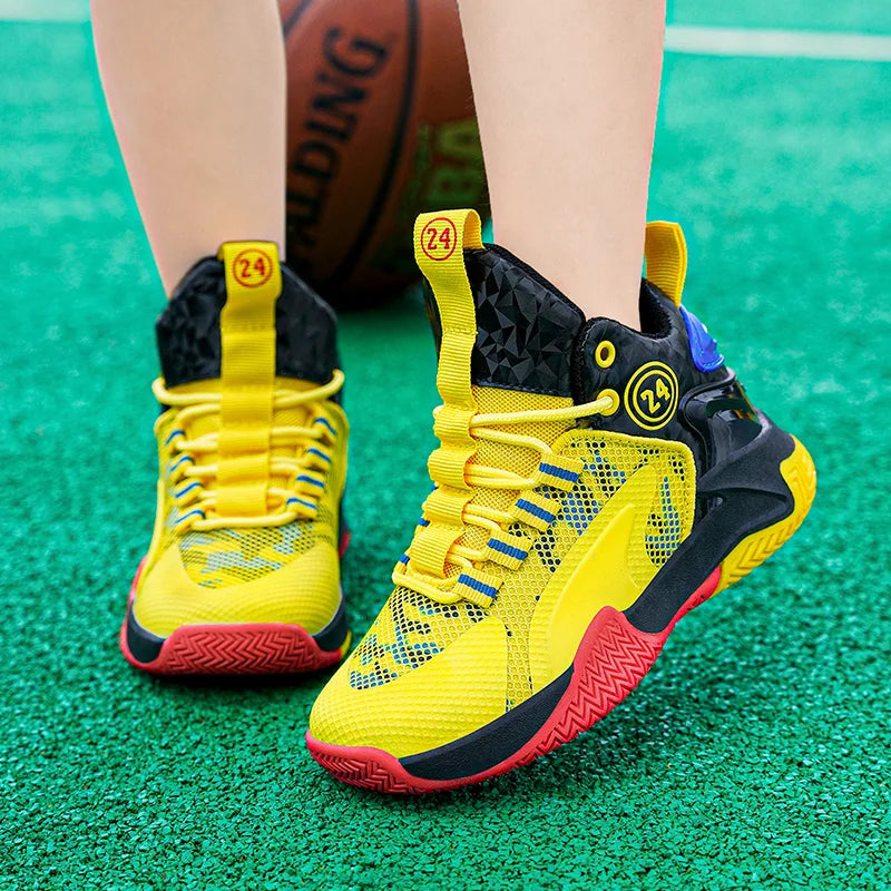 Boys' basketball shoes teenagers' mesh breathable sports shoes