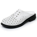 Cave shoes real leather flat heel thick sole hollowed out sandals women's slippers round toe