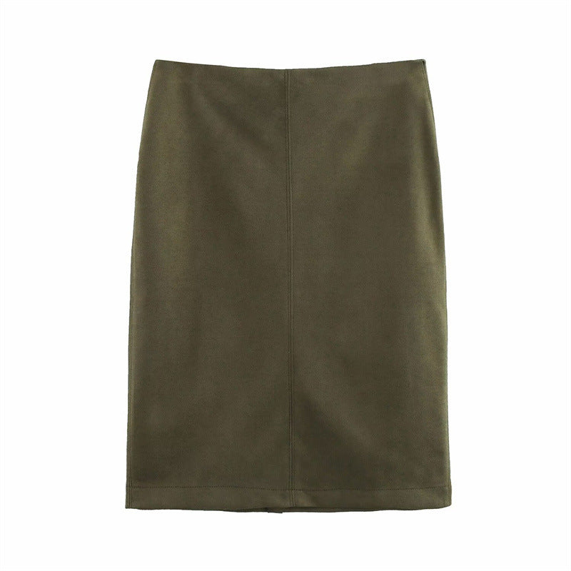 Fashionable lazy suede jacket bomber jacket shorts back skirt jacket set