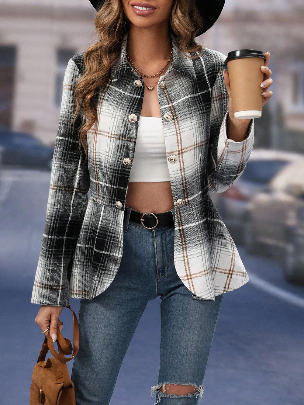 Fashionable women's clothing elegant commuting woolen suit slim fit jacket