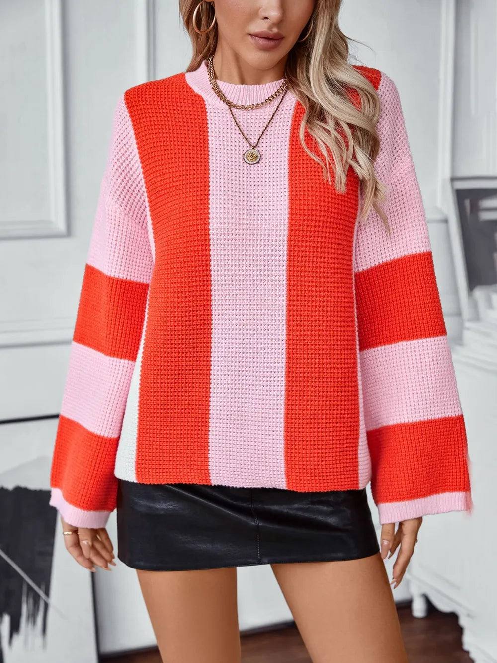 Knitted sweater autumn and winter new casual loose pullover sweater for women
