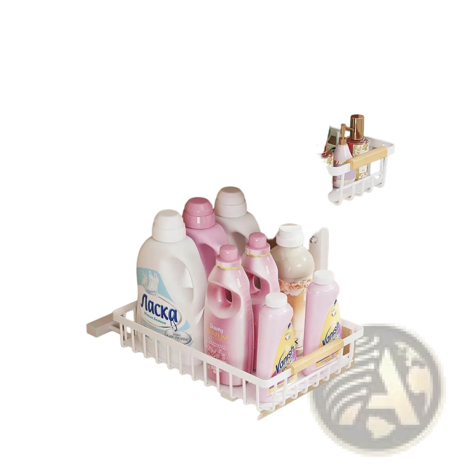 L-shaped Under Sink Organizer Adjustable Height White Metal