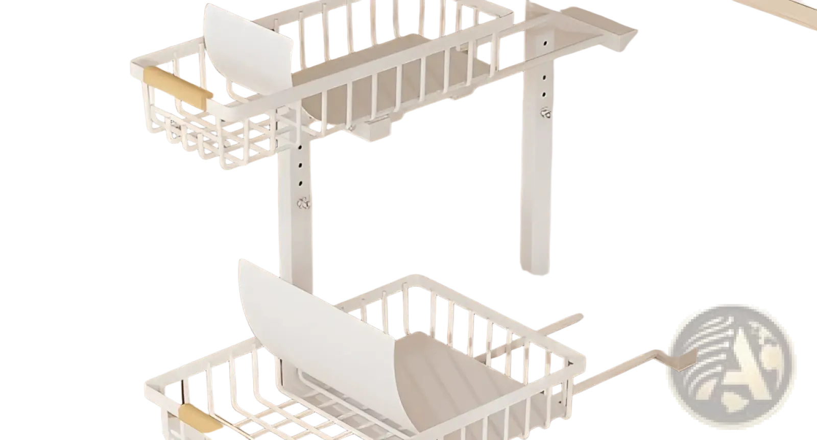 L-shaped Under Sink Organizer Adjustable Height White Metal