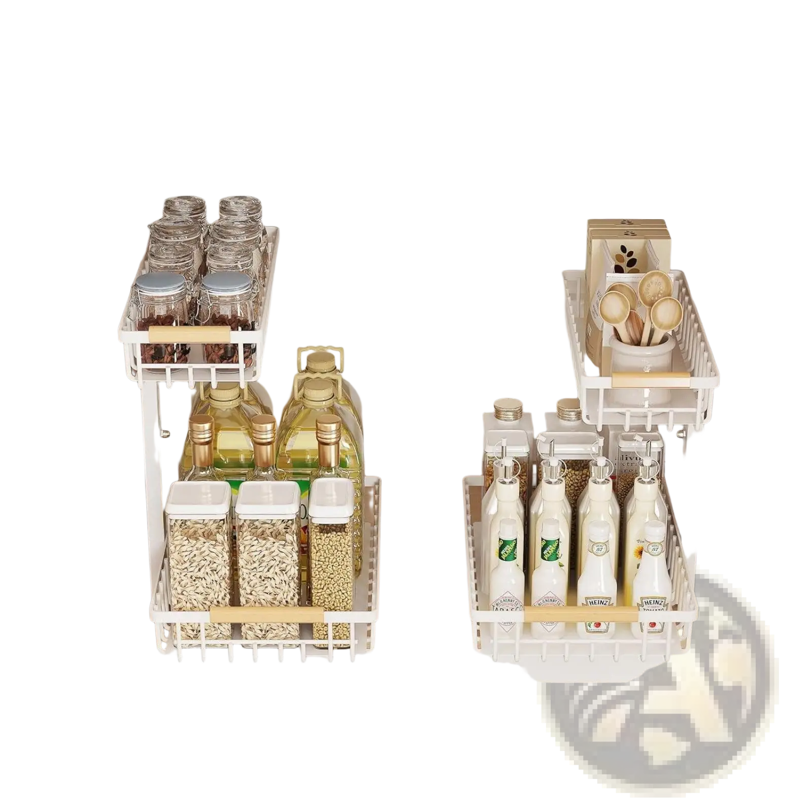 L-shaped Under Sink Organizer Adjustable Height White Metal
