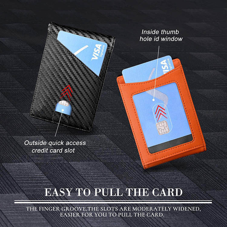 New Carbon Fiber Dollar Clip Contrast Color Pull Leather Wallet Wallet Men's Banknote Clip Wallet
