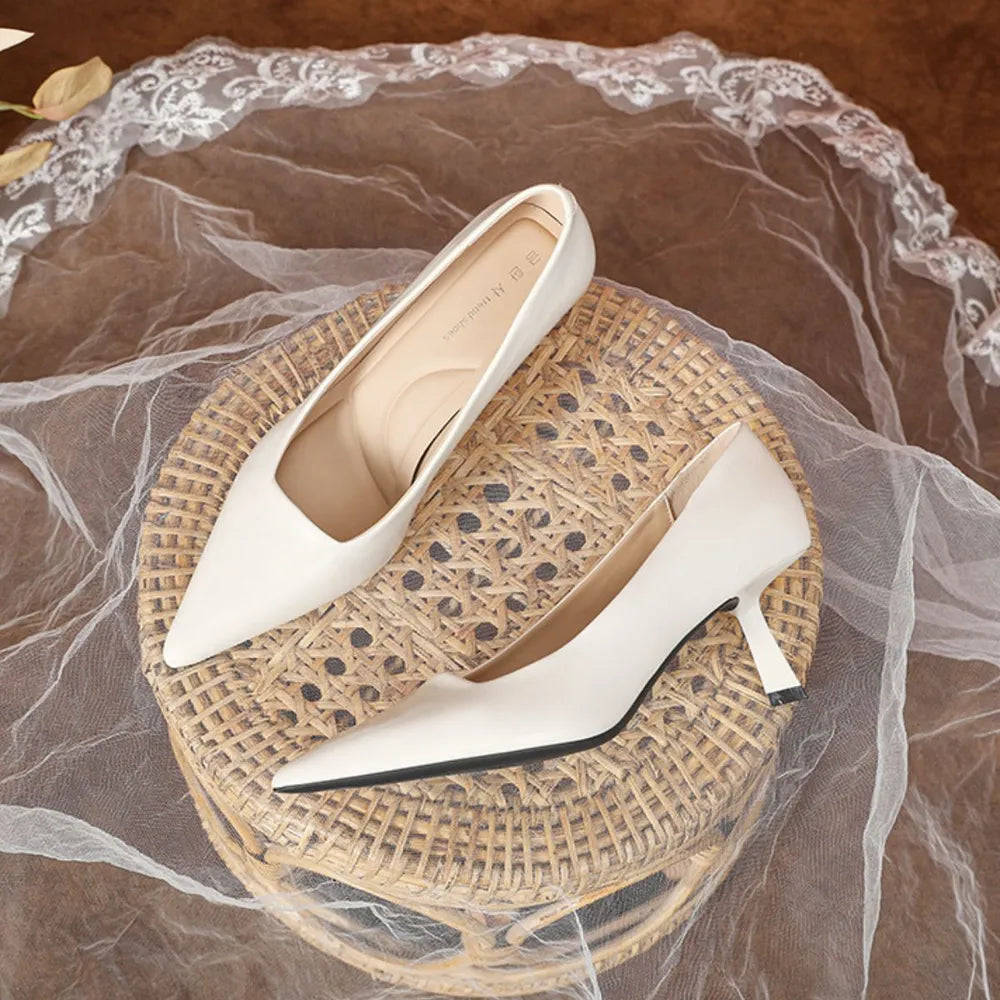PU Leather Point Toe Pumps