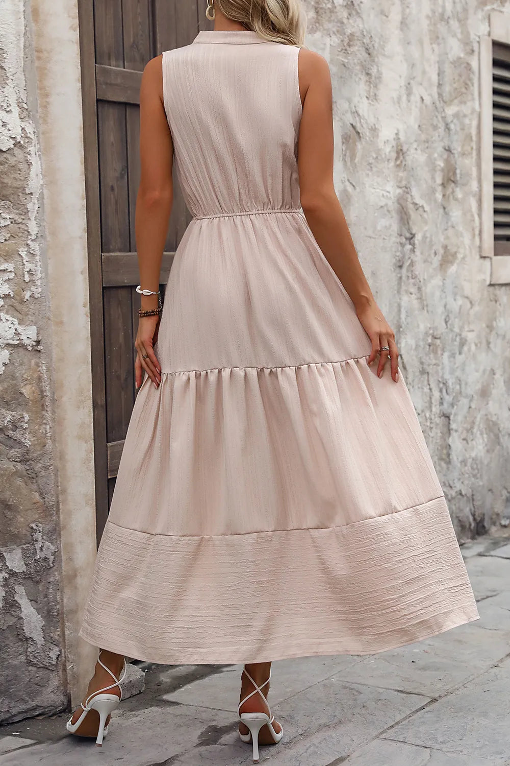 Summer new women's solid color temperament slim fit dress