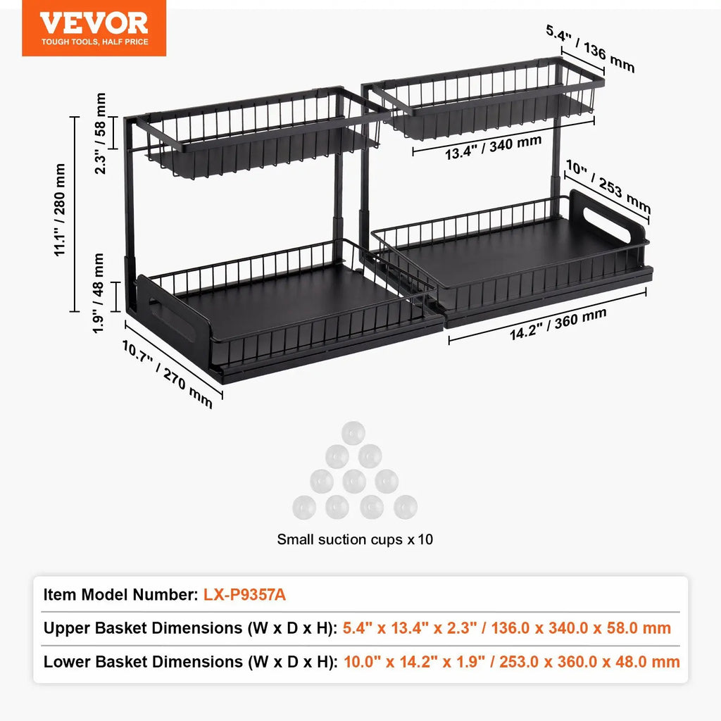 Under Sink Organizer 2 Tier Wire Pull out Baskets