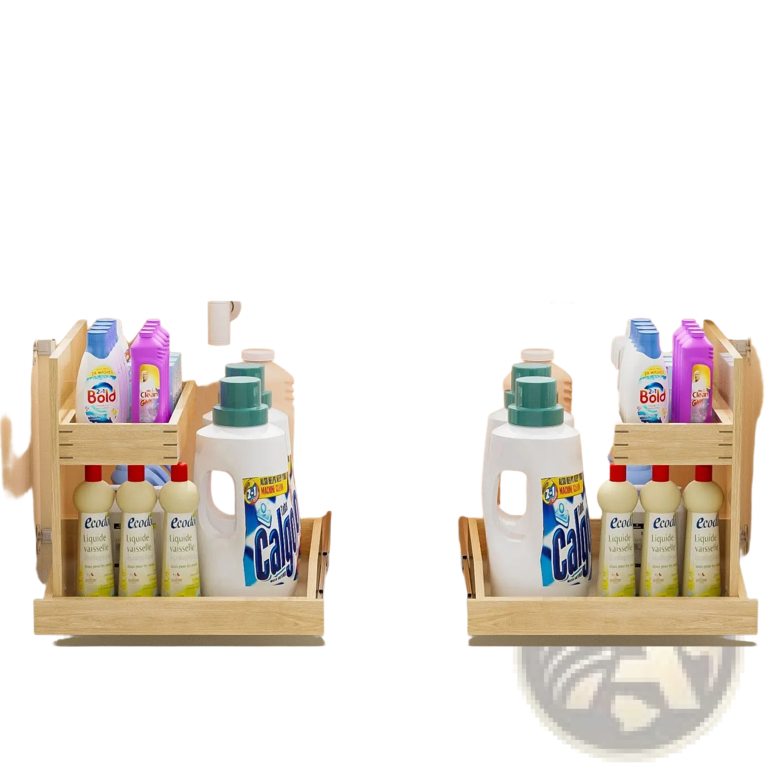 Under Sink Organizer 2 Tier Wood Pull out Drawer 19.5w